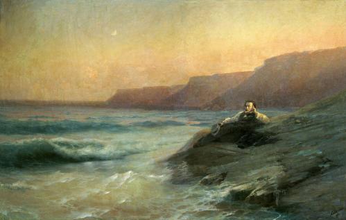 Puskin sulla costa del Mar Nero - olio su tela di Ivan Aivazovsky (1817-1900 Ukraine)